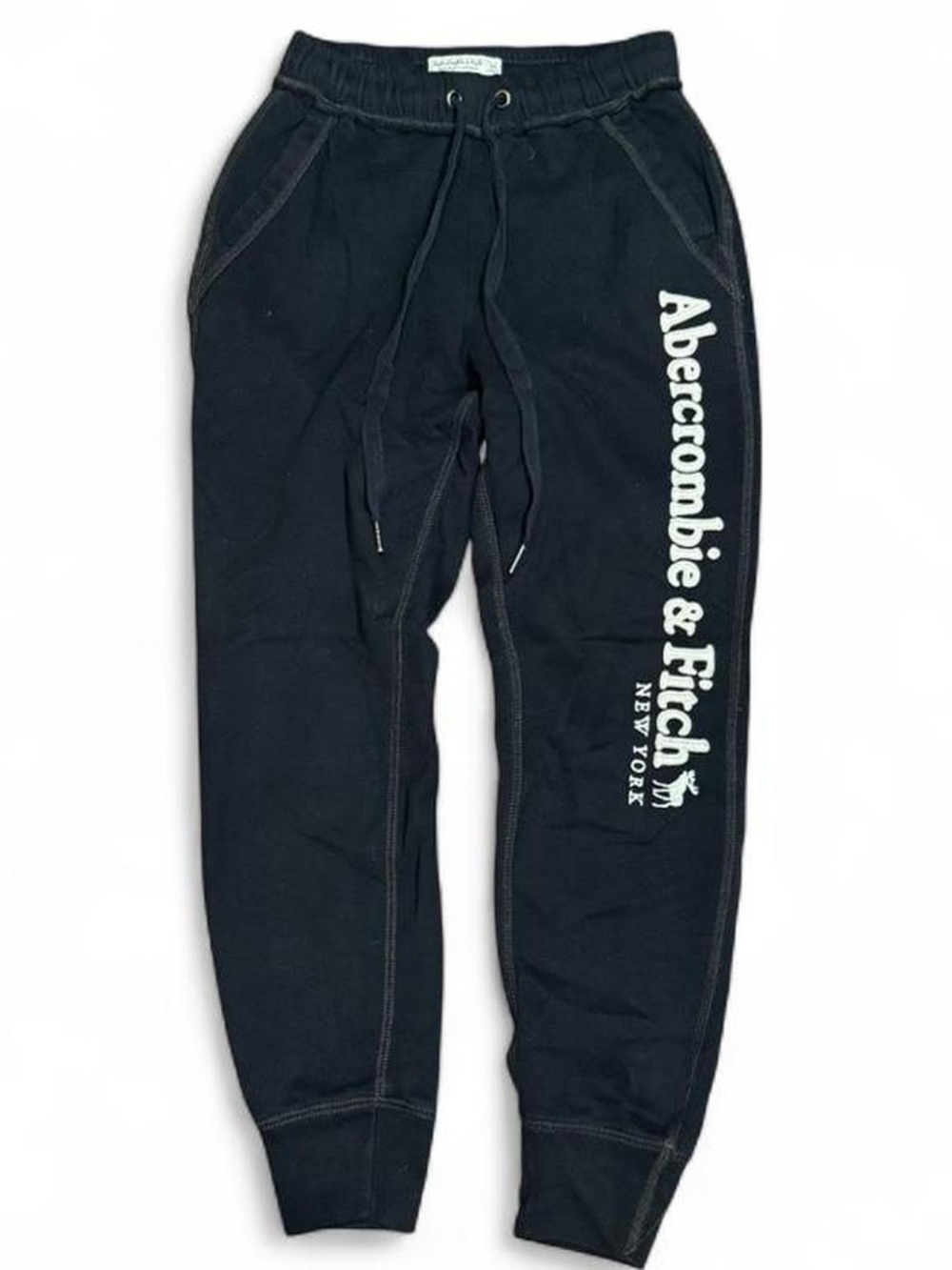 Y2K Abercrombie and Fitch Embroidered Logo Black  Cuffed Sweatpants